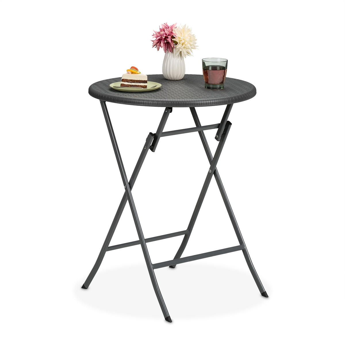 GARTENTISCH - Grau, Kunststoff/Metall (60/60/75cm) - Relaxdays