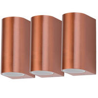 3ER Set AUSSEN-WANDLEUCHTE Aluminium Kupfer - Kupferfarben, Glas (6.5/14.5/9.4cm)