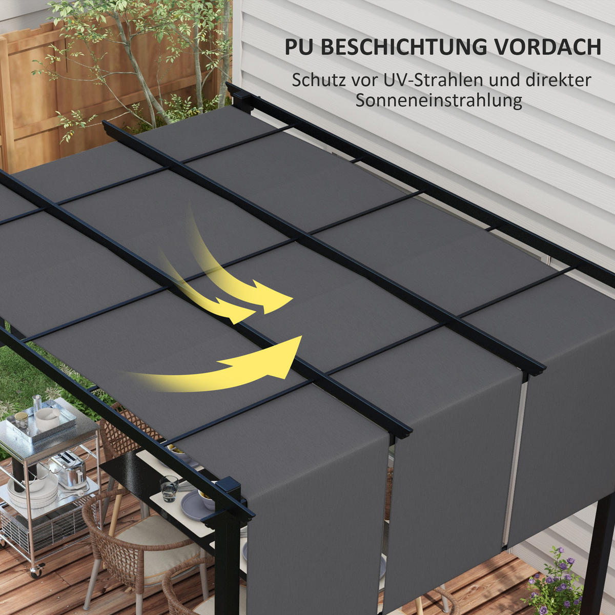 MARKISE Sonnenschutz. Pergola, wetterbeständig, inkl. Befestigungsmaterial, 3 x 3,5 m, Dunkelgrau - Dunkelgrau, Metall (357/235/296cm)