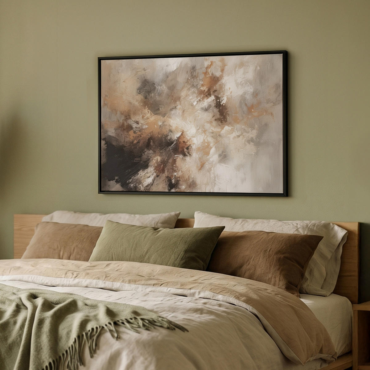 LEINWAND Bilder mit Rahmen - Farbe - Abstrakt - Beige - Kunst - 70x50 - Greige, Textil (70/50cm) - MuchoWow