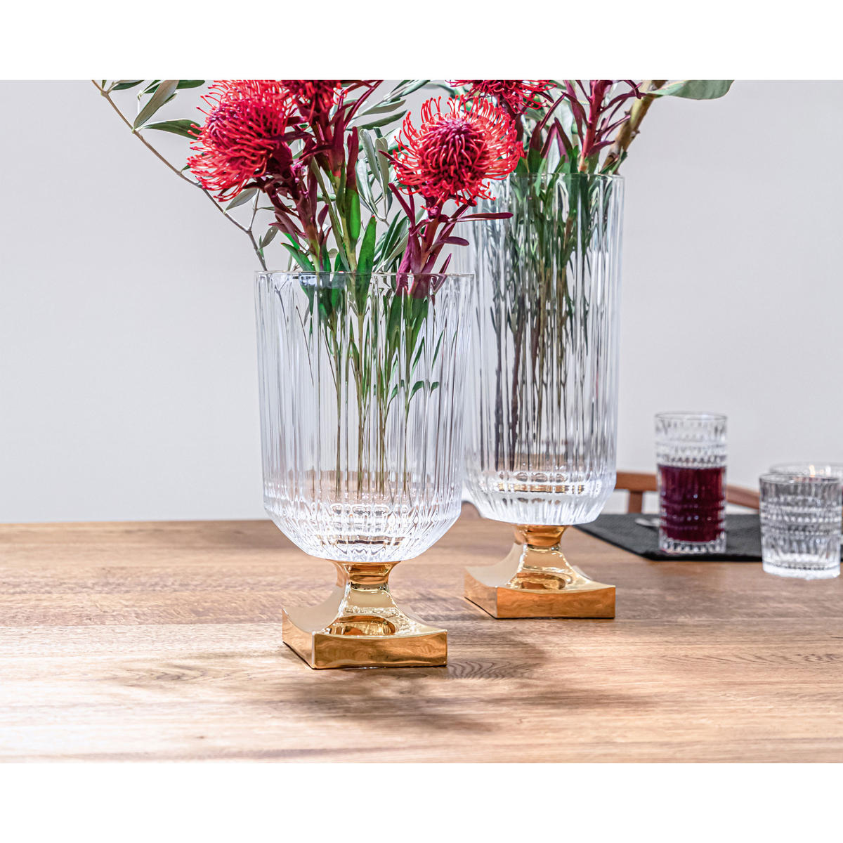 GLASVASE Vase Minerva Gold auf Fuß, Kristallglas, 31.5 cm - Goldfarben, Glas (18/31.3/18cm) - Nachtmann
