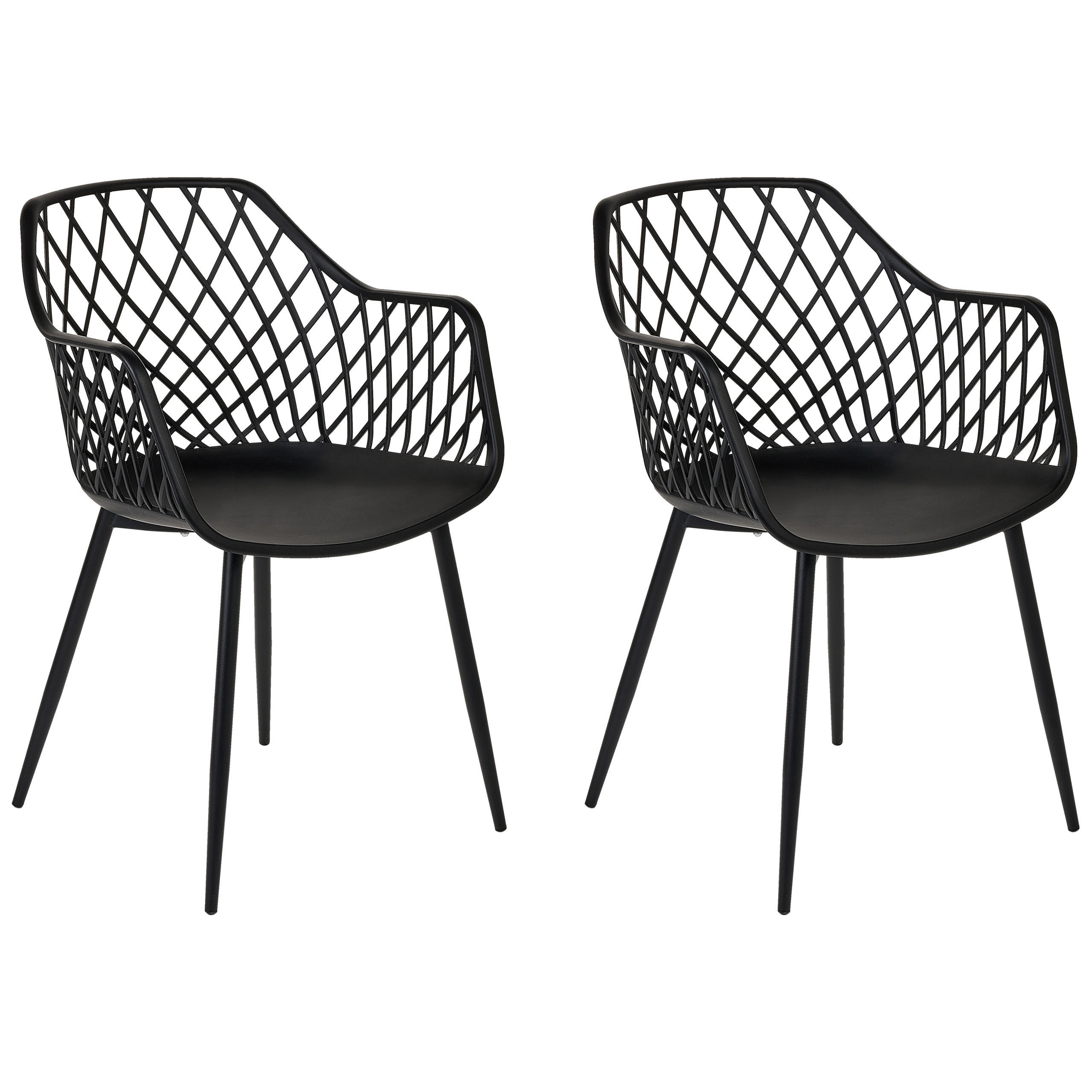ESSZIMMERSTUHL 2er-Set Kunststoff Schwarz Nashua II - Schwarz, Kunststoff/Metall (57/86/51cm) - Beliani