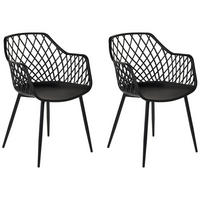 ÉTKEZŐSZÉK 2 darabos Szett Műanyag Fekete Nashua II - fekete, műanyag/fém (57/86/51cm) - Beliani