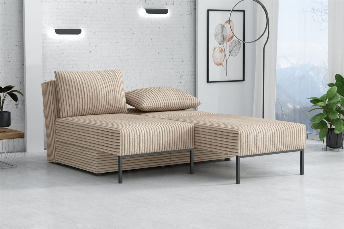 SCHLAFSOFA Gorka - Creme, Holzwerkstoff/Textil (240/87/103cm) - Fun Möbel