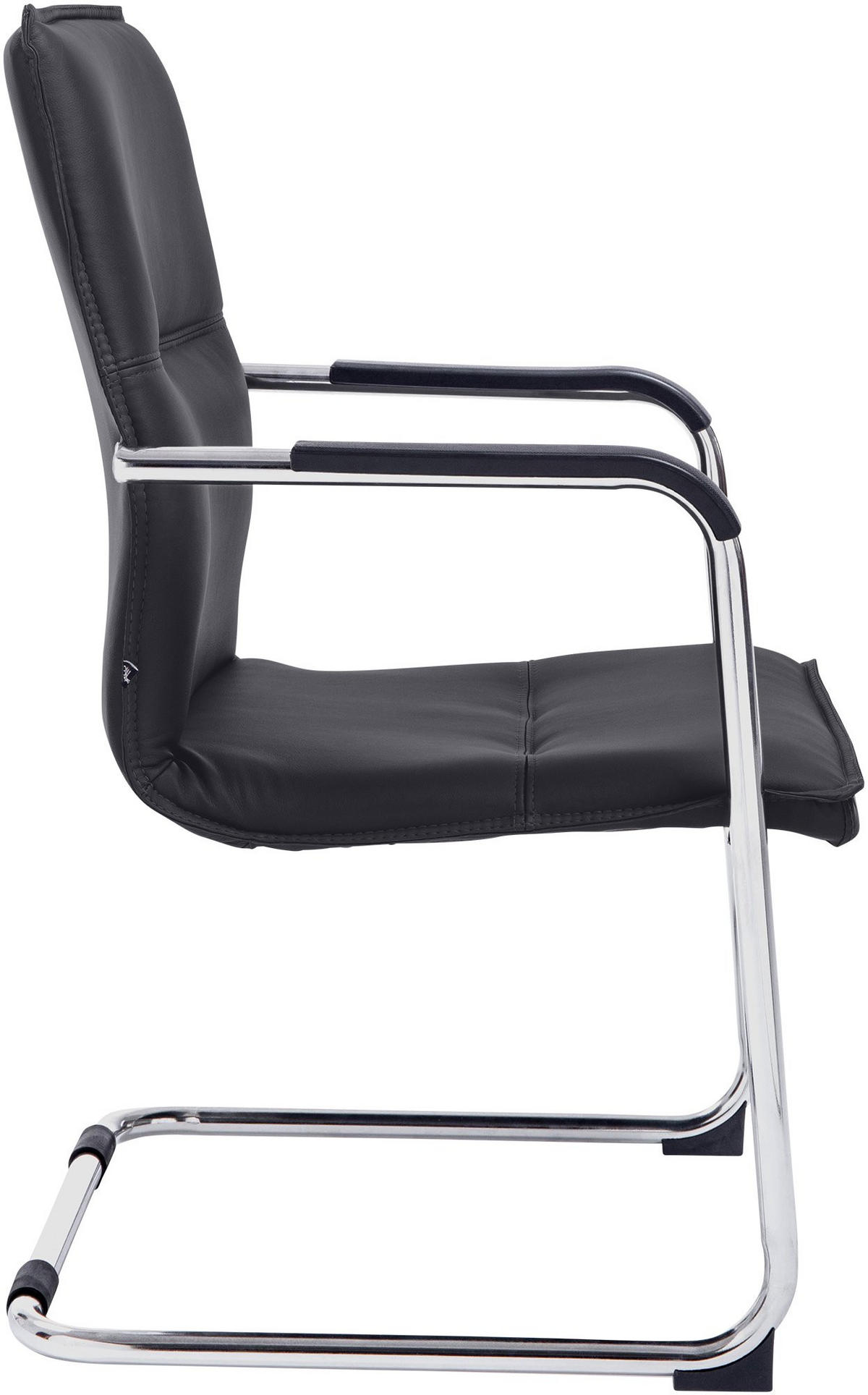 BESUCHERSTUHL SEATTLE 92x56x60 cm Schwarz Kunstleder - Schwarz, Leder/Metall (56/92/60cm) - DELUKE