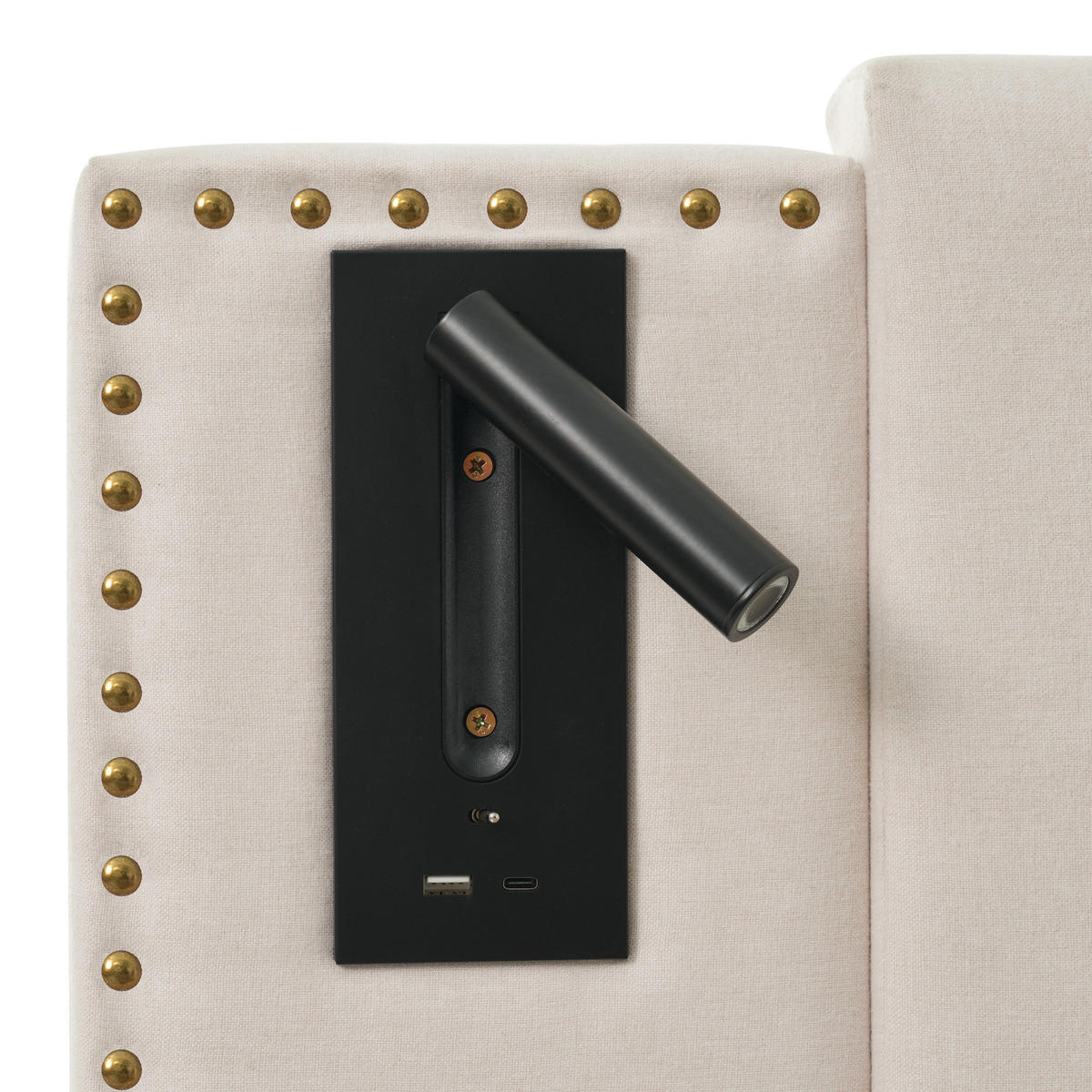 POLSTERBETT mit Bettkasten 160x200 cm Beige mit USB und Leselicht - Beige, Metall (160/200cm) - Meubliv