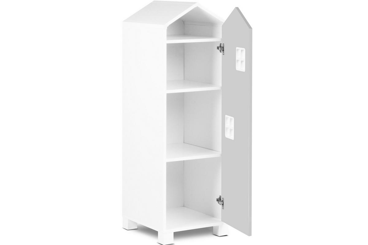 KINDERKLEIDERSCHRANK MIRUM mit 3 Einlegeböden und Türen, Weiß/Grau - Weiß/Grau, Holz (40/145/45cm) - KONSIMO®