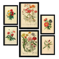 POSTER Set Mit 6 Blumensträuße 2 In Vintage A3 & A4 Rahmenlos - Klar, Papier (29/3cm) - Nacnic