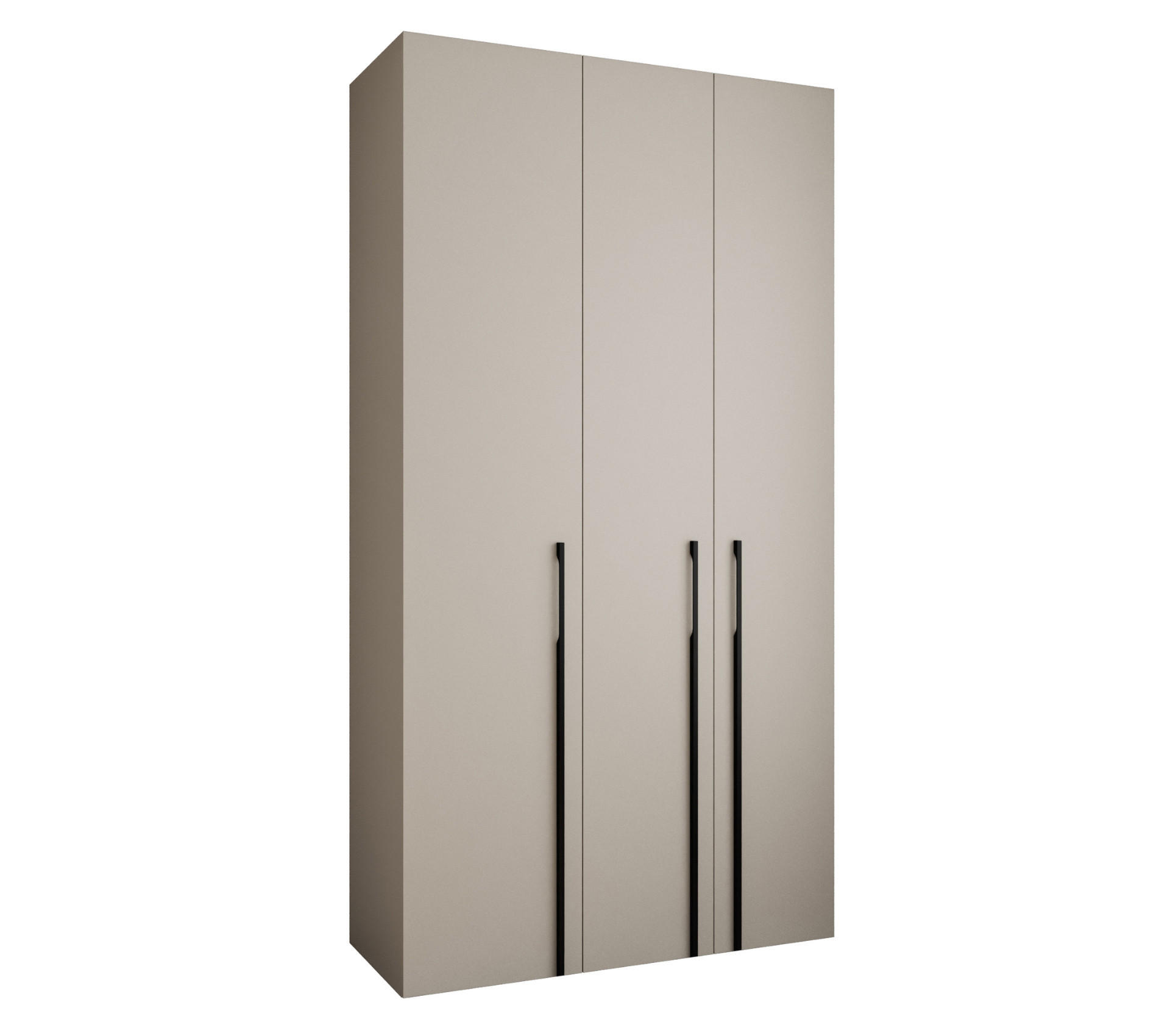 DREHTÜRENSCHRANK 245,5/130/50 3-türig - Kaschmir/Schwarz, Holz/Metall (130/245.5/50cm) - Abiks Möbel
