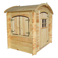 KINDERSPIELHAUS aus Holz - B112xL146xH145 cm/1,1m2 - M505-1 - Beige, Holz (146/145/112cm) - Timbela