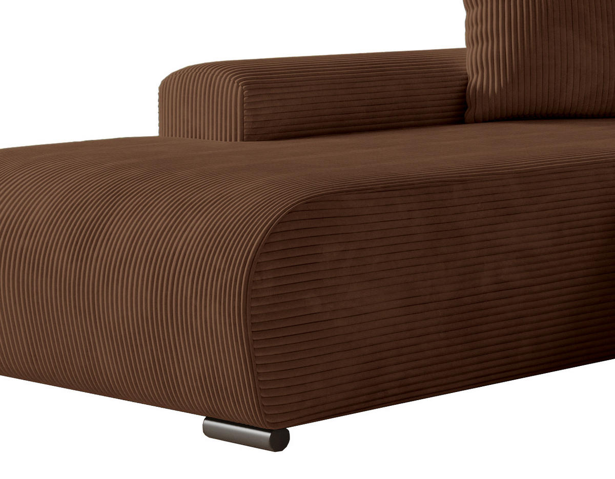 ECKSOFA Nelly mit Bettkasten und Schlaffunktion, Cordstoff in L-Form - Braun, Textil (270/185cm)
