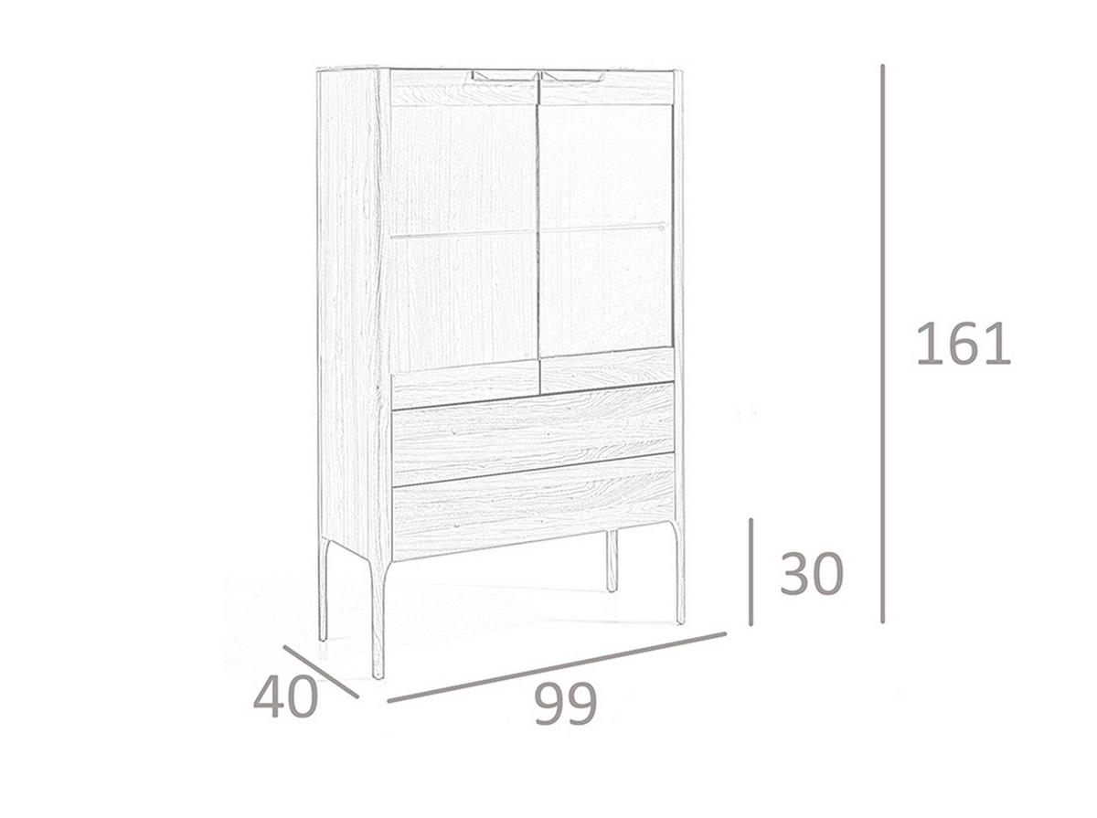 HIGHBOARD Glas Walnuss 99/40/161 cm - Transparent/Walnussfarben, Holz (99/161/40cm) - ANGEL CERDA