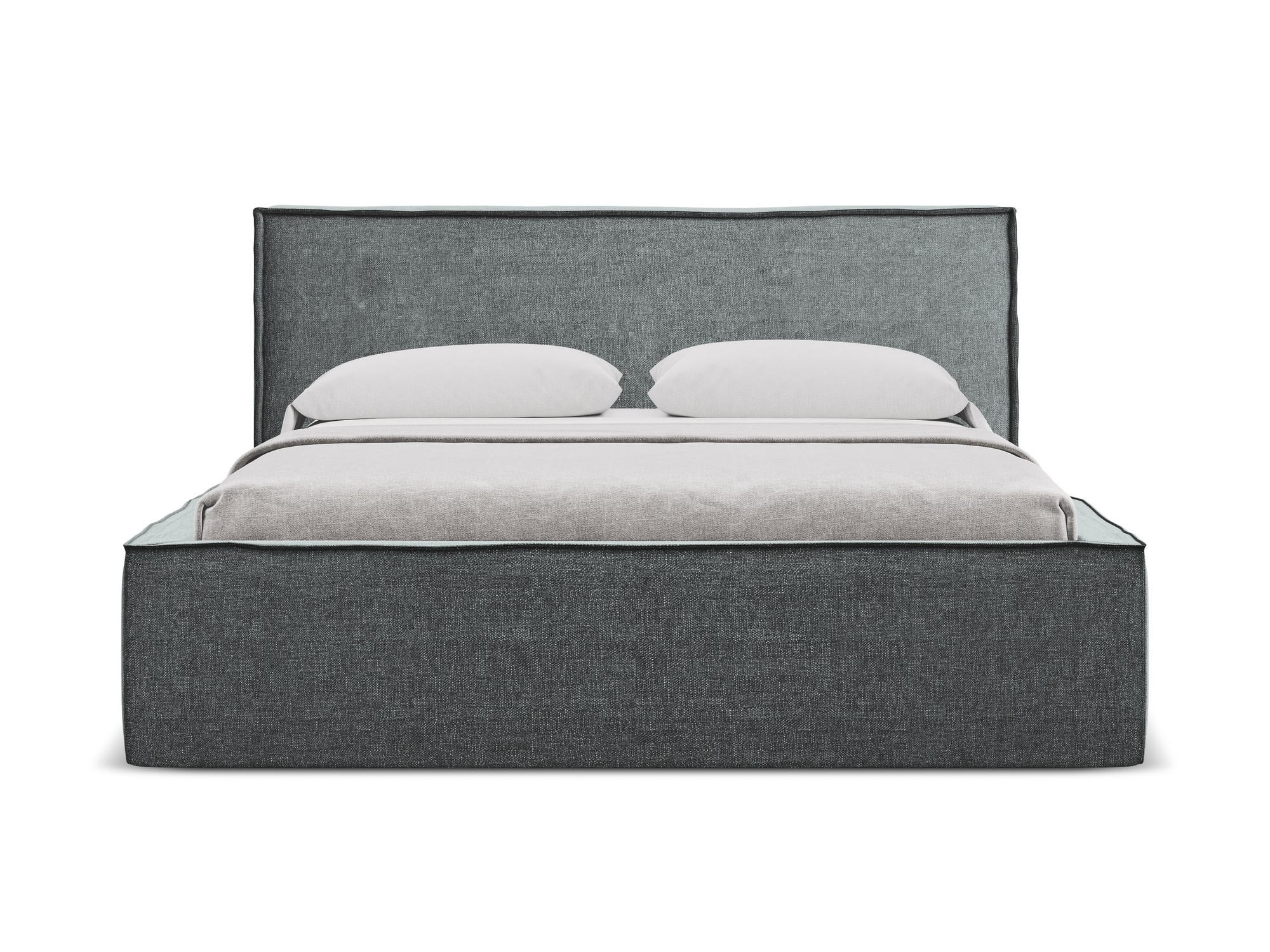 POLSTERBETT mit Bettkasten und Lattenrost 180x228 Grau - Schwarz/Graphitfarben, Kunststoff/Textil (160/200cm) - Makamii