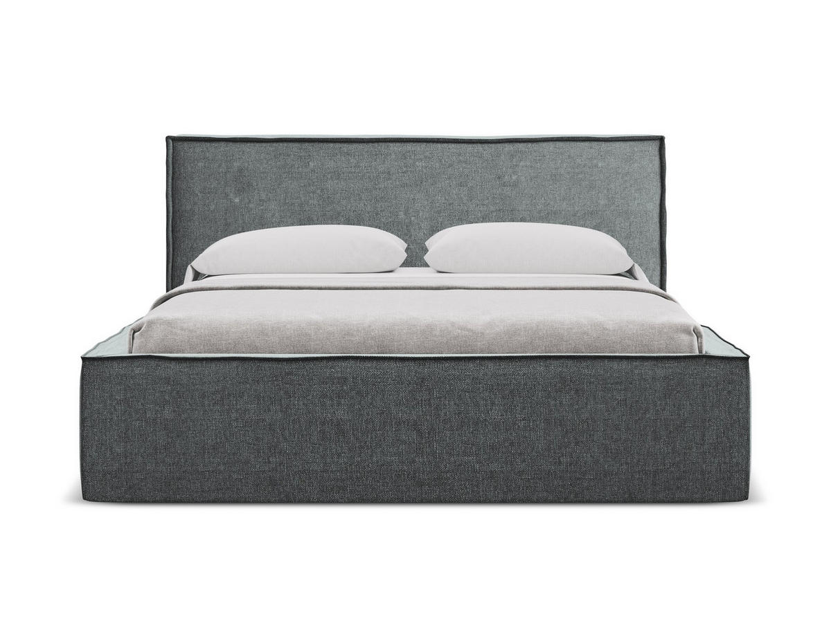 POLSTERBETT mit Bettkasten und Lattenrost 180x228 Grau - Schwarz/Graphitfarben, Kunststoff/Textil (160/200cm) - Makamii