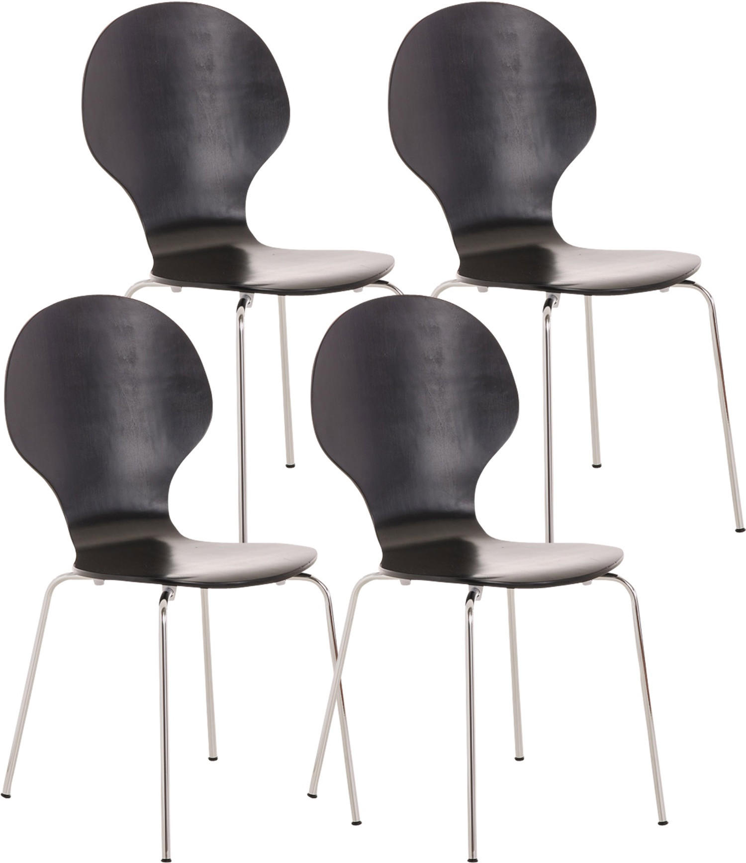 BESUCHERSTUHL Ede - 2er Set schwarz - Schwarz, Metall (43/86/45cm) - TPFLiving