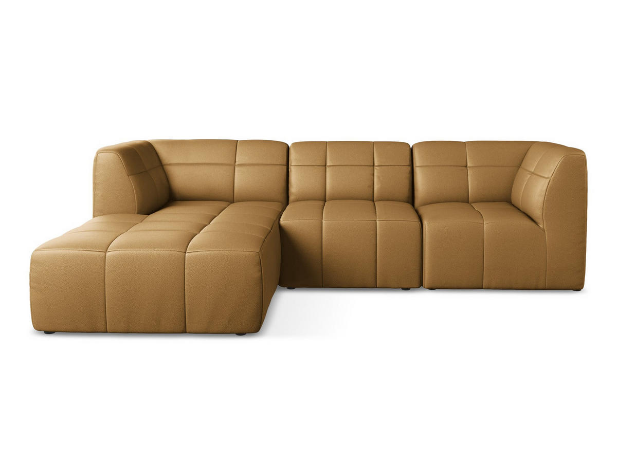 ECKSOFA Links Kunstleder Braun - Cognac/Schwarz, Holzwerkstoff/Kunststoff (266/175cm) - Makamii