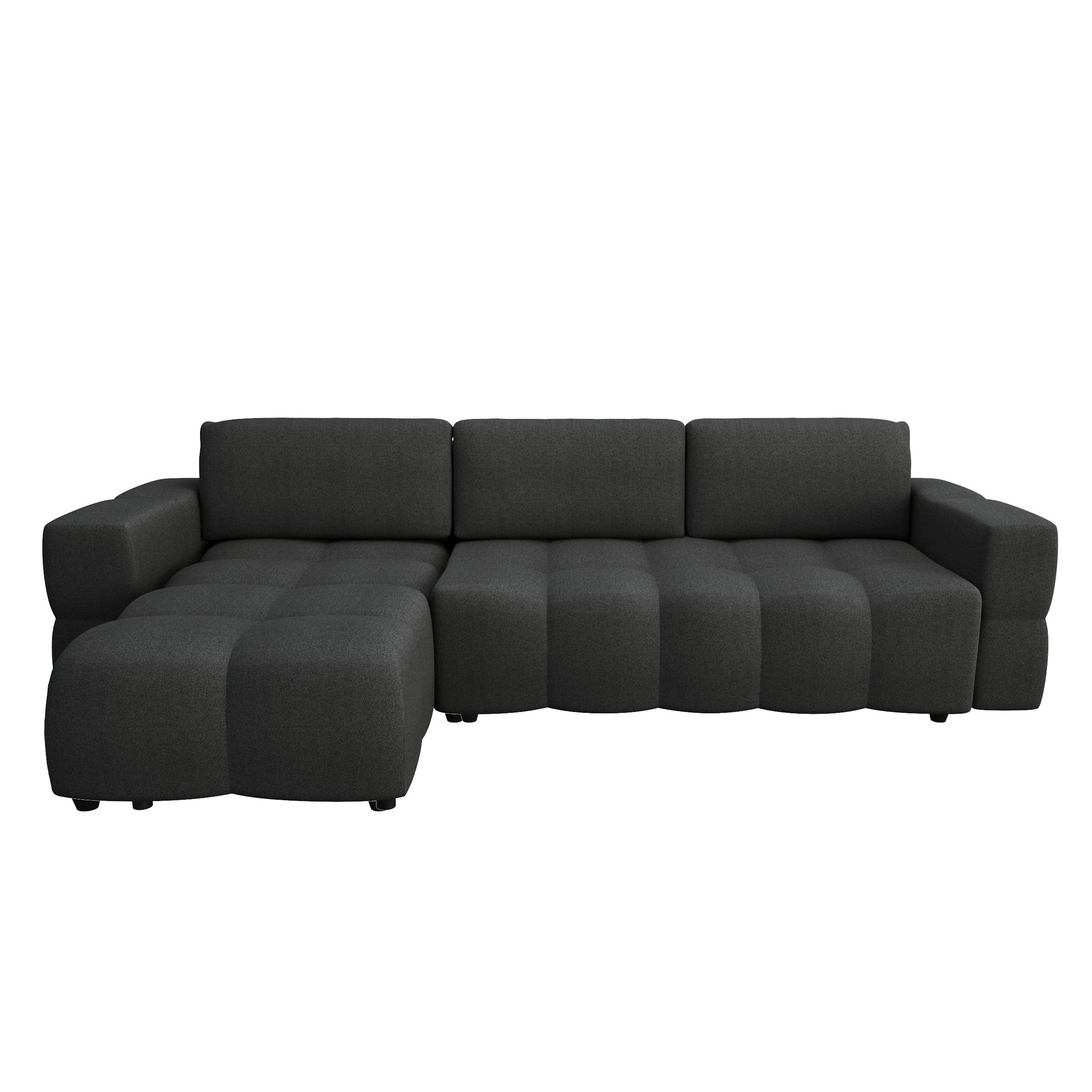 ECKSOFA LINKS Rastergewebe Anthrazitgrau 286cm - Dunkelgrau/Anthrazit, Textil (169/286cm) - Sia Home