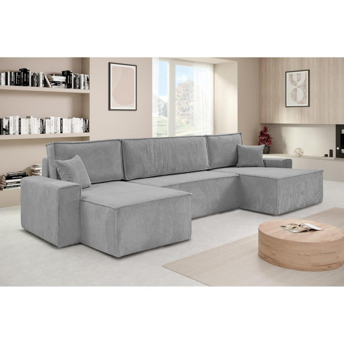 SEDACÍ SOUPRAVA Hektor U s funkcí spaní, světle šedá - černá/světle šedá, textil/plast (377/94/152cm) - Beautysofa