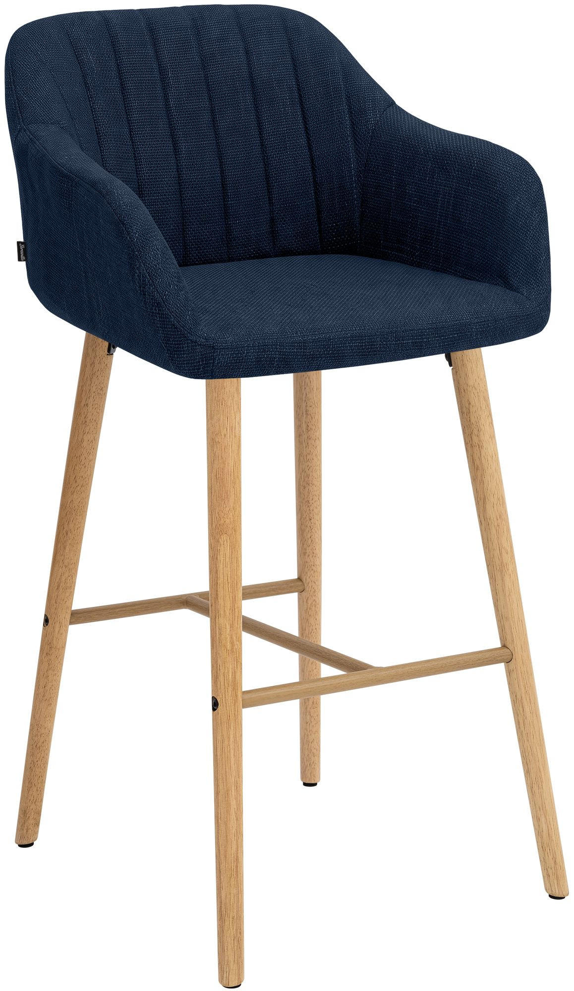 BARHOCKER Stoff Blau - Blau/Eukalyptusholzfarben, Holz/Textil (54/105/60cm) - CLP
