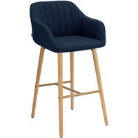 BARHOCKER Stoff Blau - Blau/Eukalyptusholzfarben, Textil (54/105/60cm) - CLP