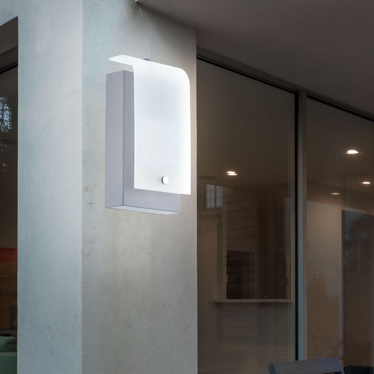 LED AUSSEN-WANDLEUCHTE VESCAVA Stahl Silber - Silberfarben, Glas (7/22.5/12cm)