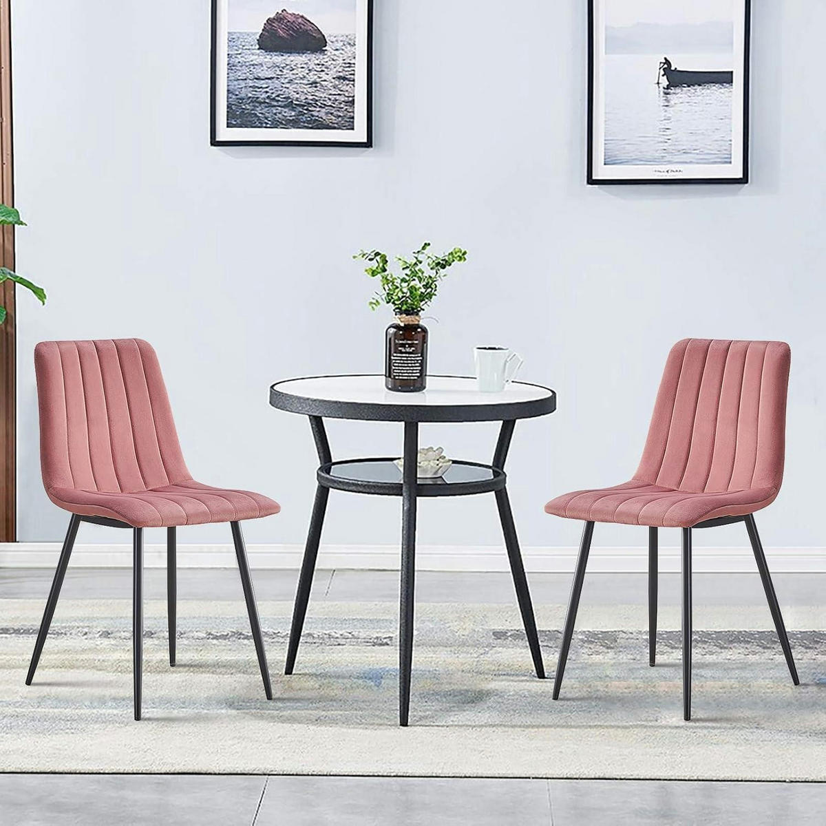 ESSZIMMERSTÜHLE 2-teiliges Set Samt Rosa - Rosa, Textil (45/87/54cm)