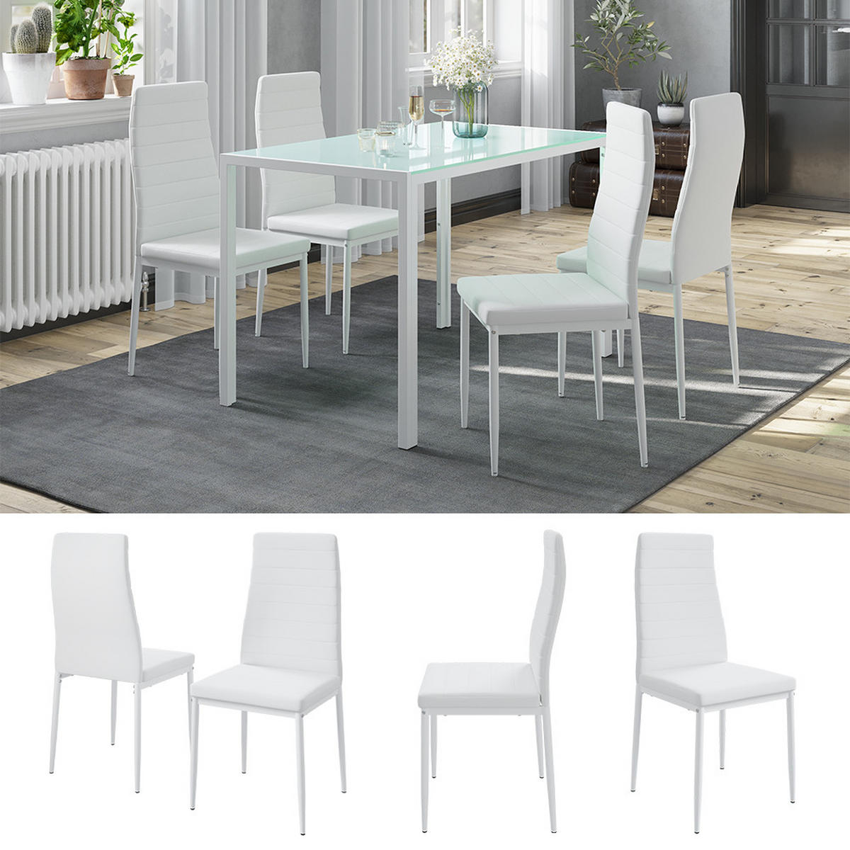 ESSZIMMERSTUHL Grand Weiß 42.5 x 48 cm 4er Set - Weiß, Kunststoff (42.5/96/48cm) - Vicco