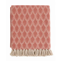 WOHNDECKE Baumwolle 130x180 cm mit Fransen – Zeitloses Design & weich - Rosa, Naturmaterialien (130/180cm) - AU Maison
