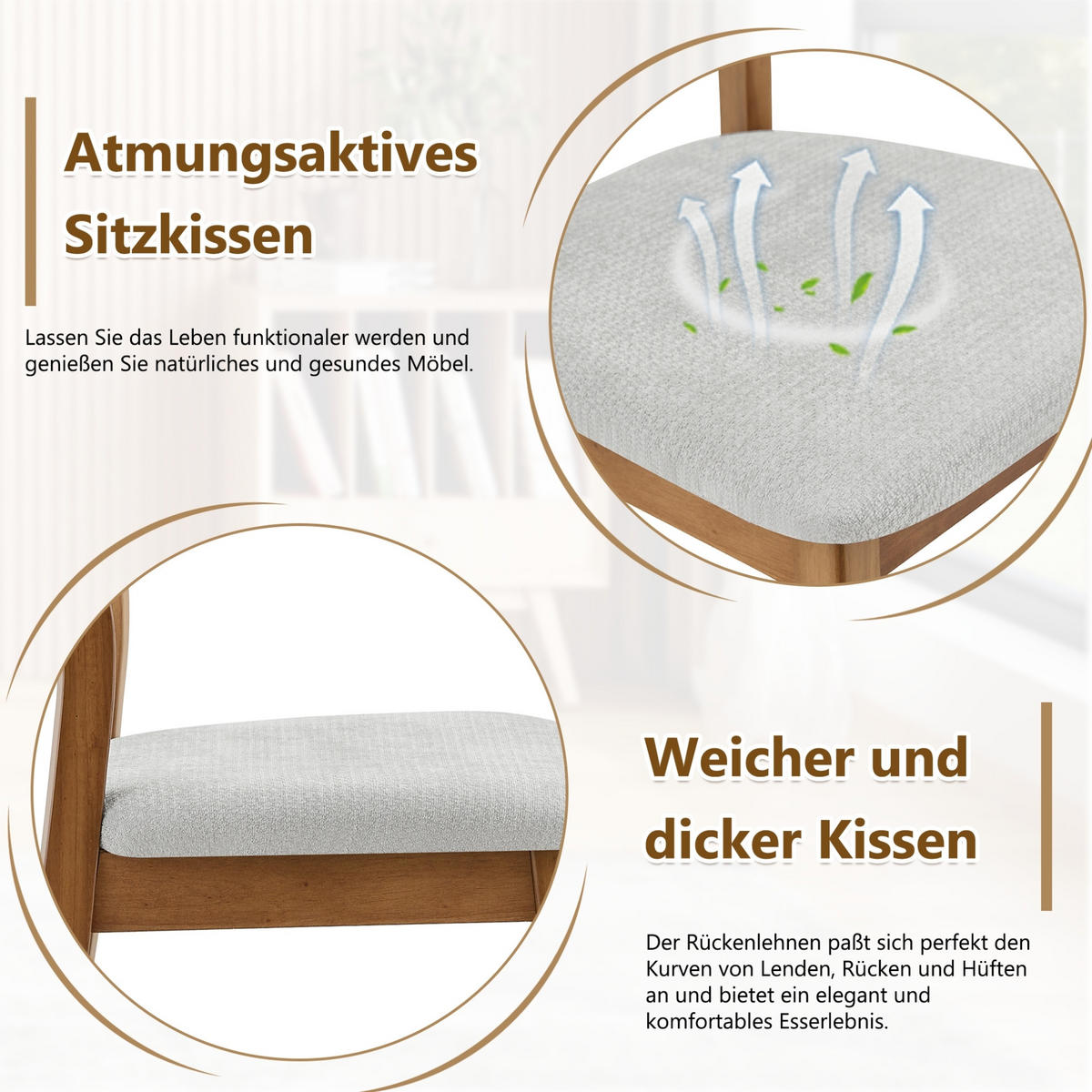 ESSZIMMERSTUHL 2er-Set mit Tragegriff Grau - Grau, Holz (44/88/50cm) - Meubliv