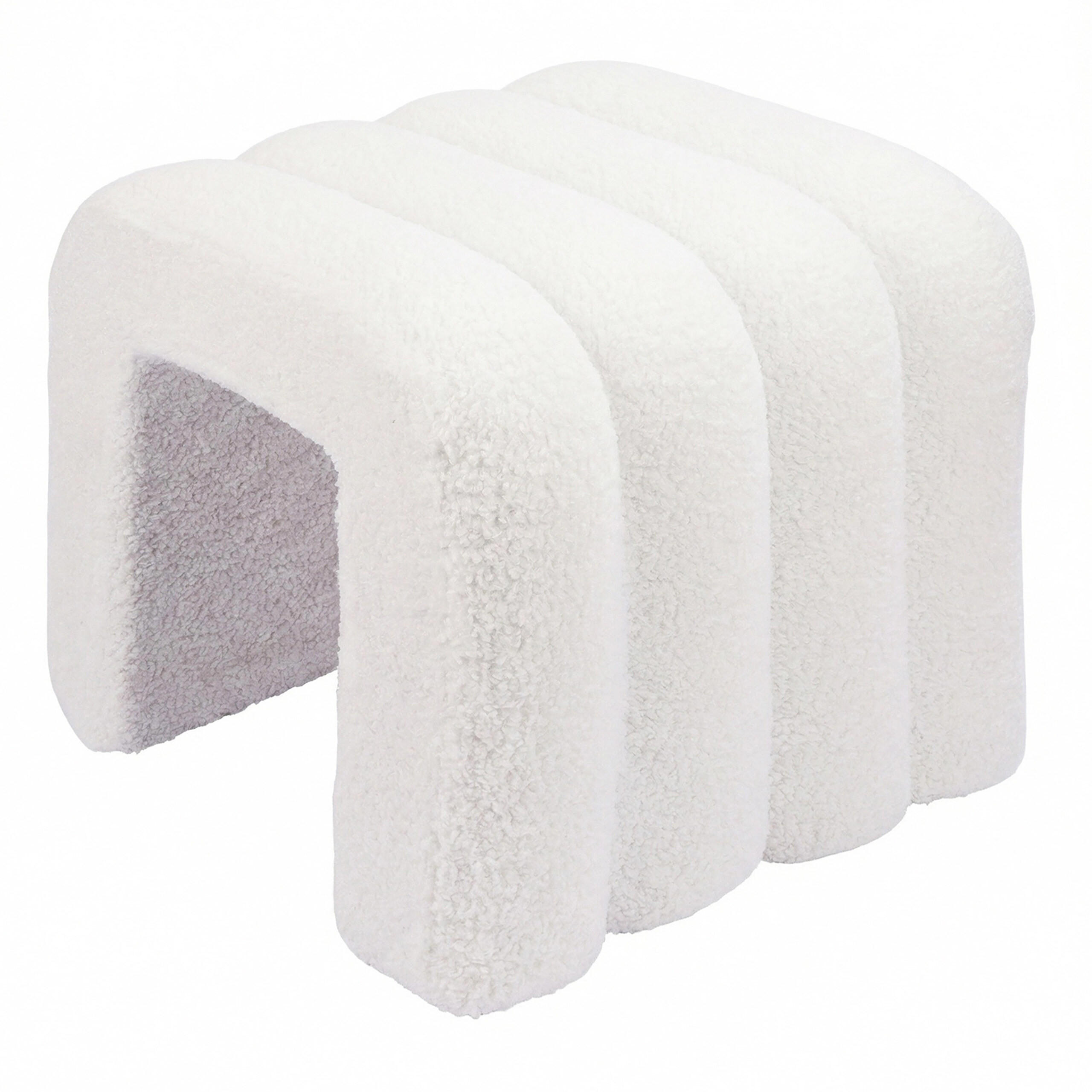 TABURET Bubble Oblúk - biela, drevo/textil (40/40/40cm) - Relaxdays