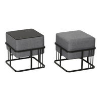 SADA STOLIČEK 2 KS Tas - černá/tmavě šedá, kov/kompozitní dřevo (38/38/38cm) - [en.casa]