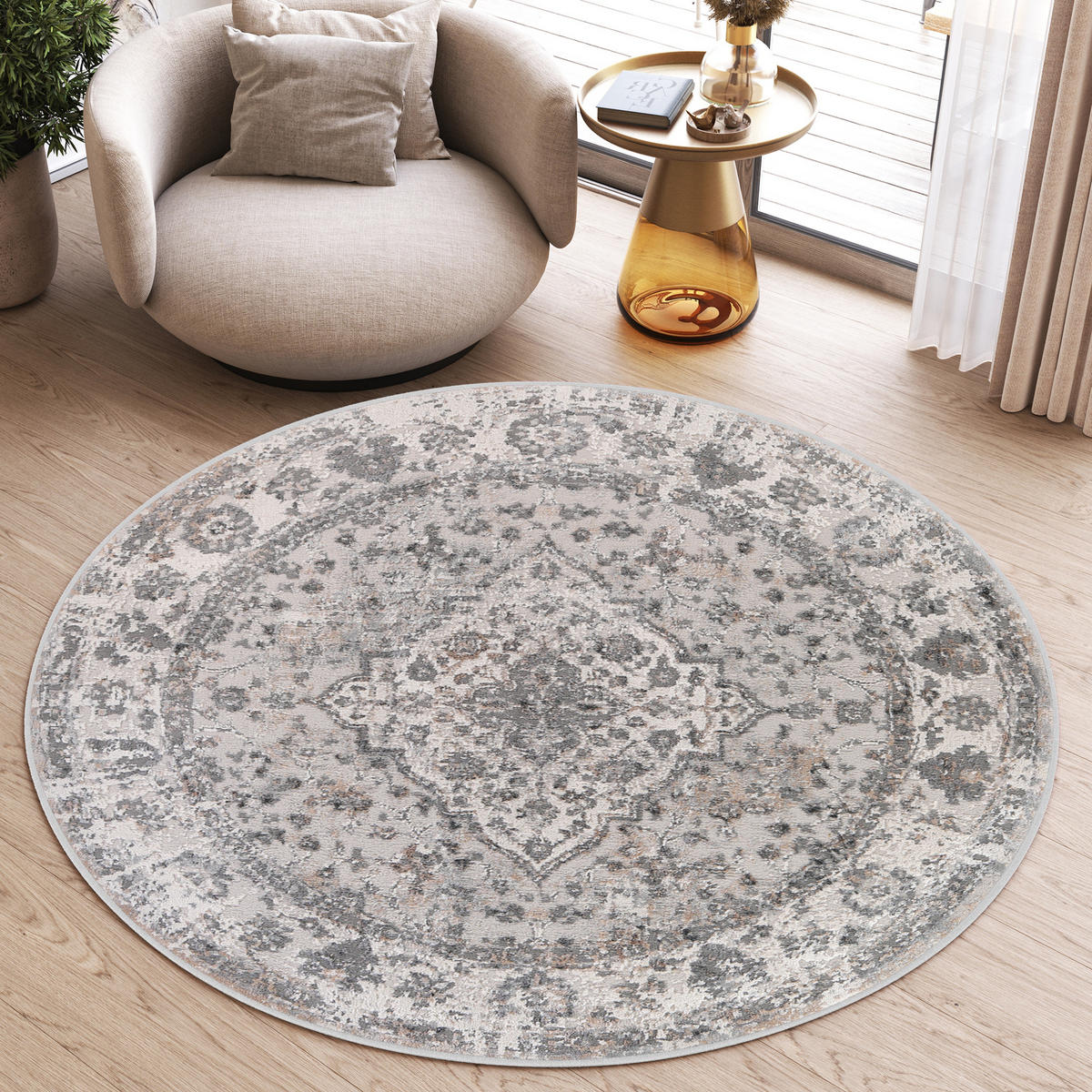 TEPPICH VALLEY Grau Rund 240/240 cm - Grau, Textil (240/240cm) - Tapiso