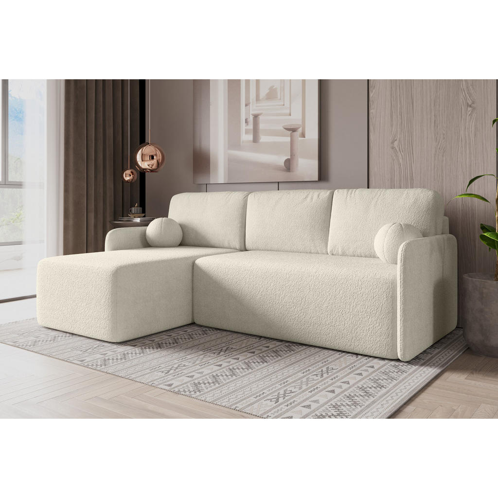 Thumbnail - Luxkor24 Ecksofa, Ecru, Textil, L-Form,L-Form, 212x142 cm, Wohnzimmer, Sofas & Couches, Wohnlandschaften, Ecksofas