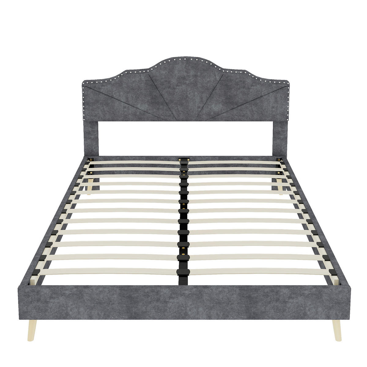POLSTERBETT 140/200 cm DE-32963 mit Kopfteil und Matratze Grau - Grau, Metall (140/200cm) - ComfortXL