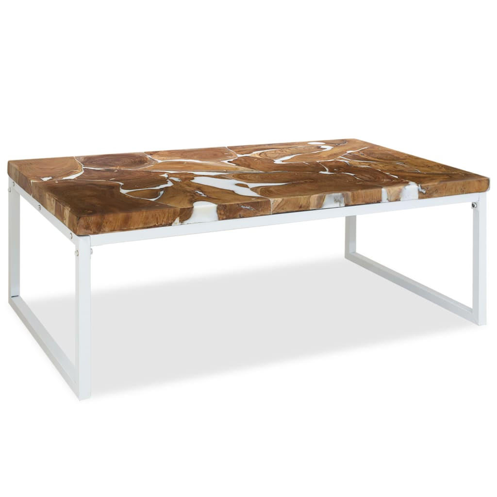COUCHTISCH Teak Harz 110x60x40 cm - Weiß, Holz (110/60/40cm) - furnicato