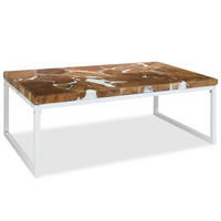 COUCHTISCH Teak Harz 110x60x40 cm - Weiß, Holz (110/60/40cm) - furnicato
