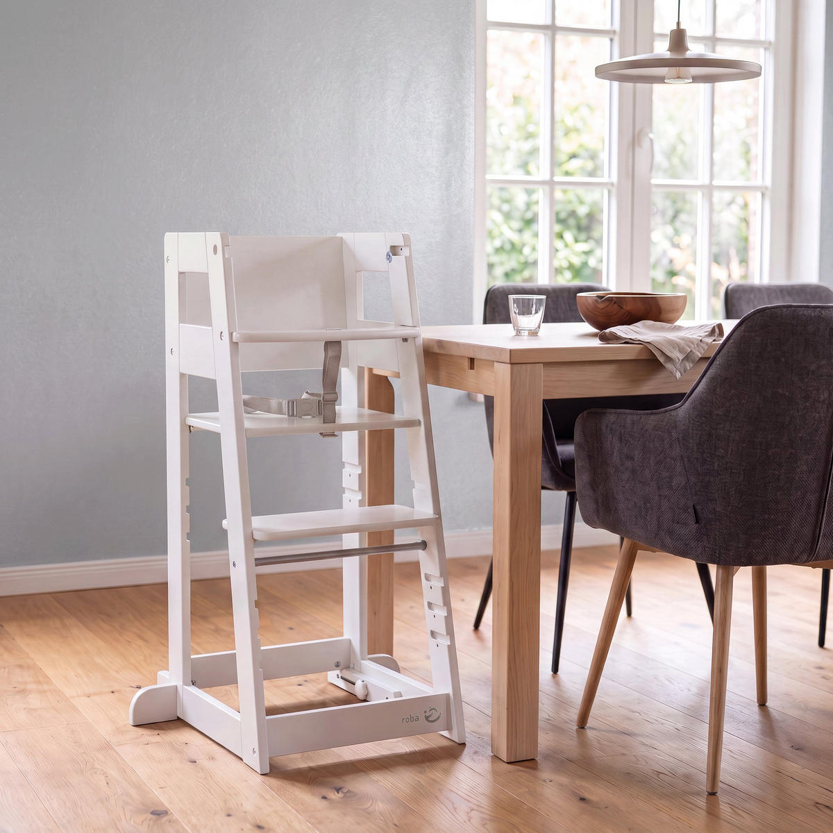 LERNTURM Sit & Step 2in1 - Weiß, Holzwerkstoff/Metall (53.5/88/51.5cm) - Roba