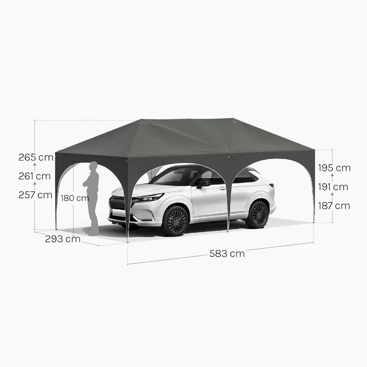 PAVILLON, Faltpavillon 3x6 m, mit 6 Seitenwänden, Grün - Grau, Metall (300/250/600cm) - Woltu
