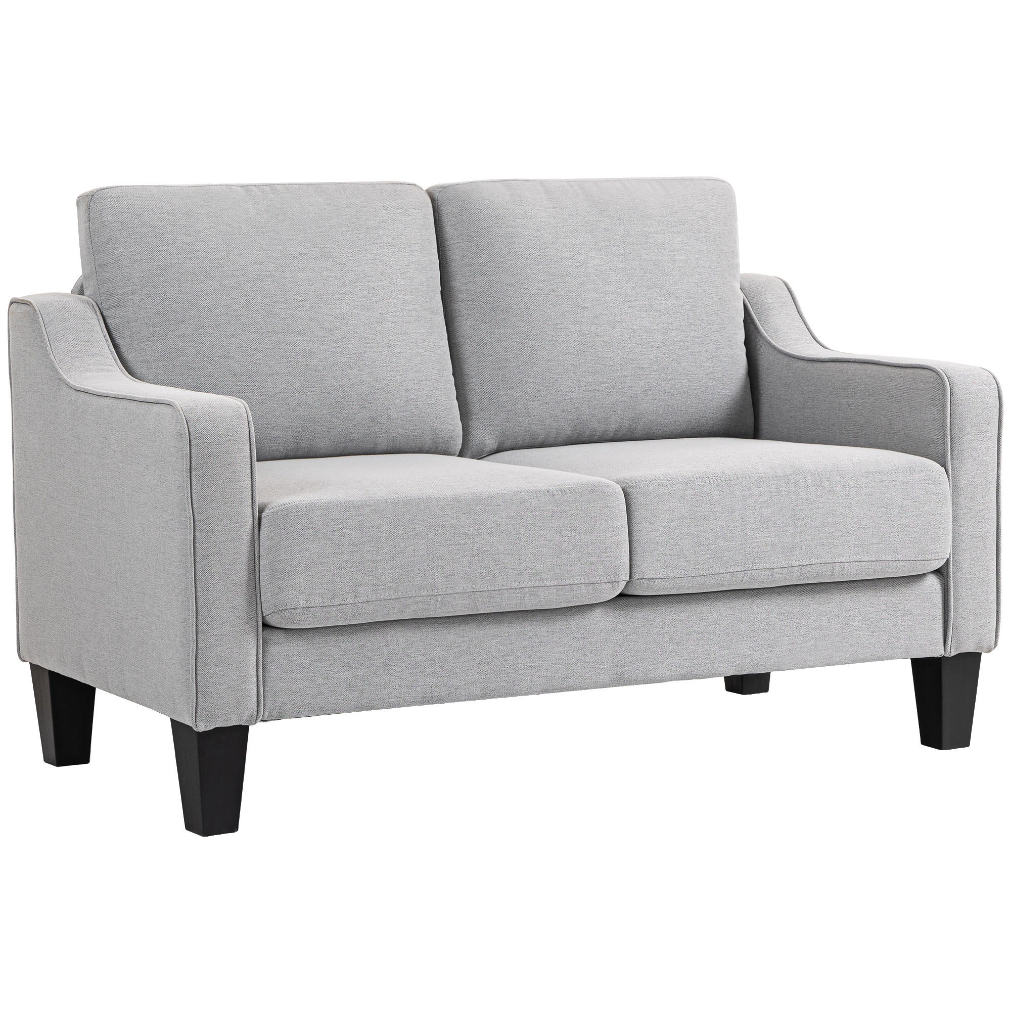 SOFA, 2-Sitzer, Leinenoptik, modern, platzsparend, hellgrau, 136x77x86cm - Multicolor, Holzwerkstoff (136/86/77cm) - FORIOUS