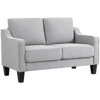 SOFA, 2-Sitzer, Leinenoptik, modern, platzsparend, hellgrau, 136x77x86cm - Multicolor, Holzwerkstoff (136/86/77cm) - FORIOUS