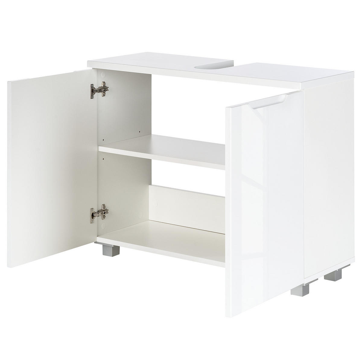 WASCHBECKENUNTERSCHRANK - Hochglanz Weiß / Matt Weiß - Weiß, Holzwerkstoff (80/67/32cm) - home24