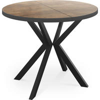 ESSTISCH Vincento runder ausziehbar, Lefkas Eiche 120-200/120/76 cm - Alteiche/Schwarz, Holzwerkstoff/Metall (120/120/76cm) - WFL GROUP