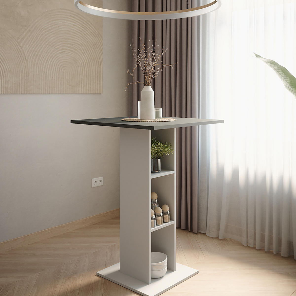 BARTISCH Repose Anthrazit/Weiß 75 x 75 cm - Anthrazit/Weiß, Holzwerkstoff (75/75/106cm) - Vicco