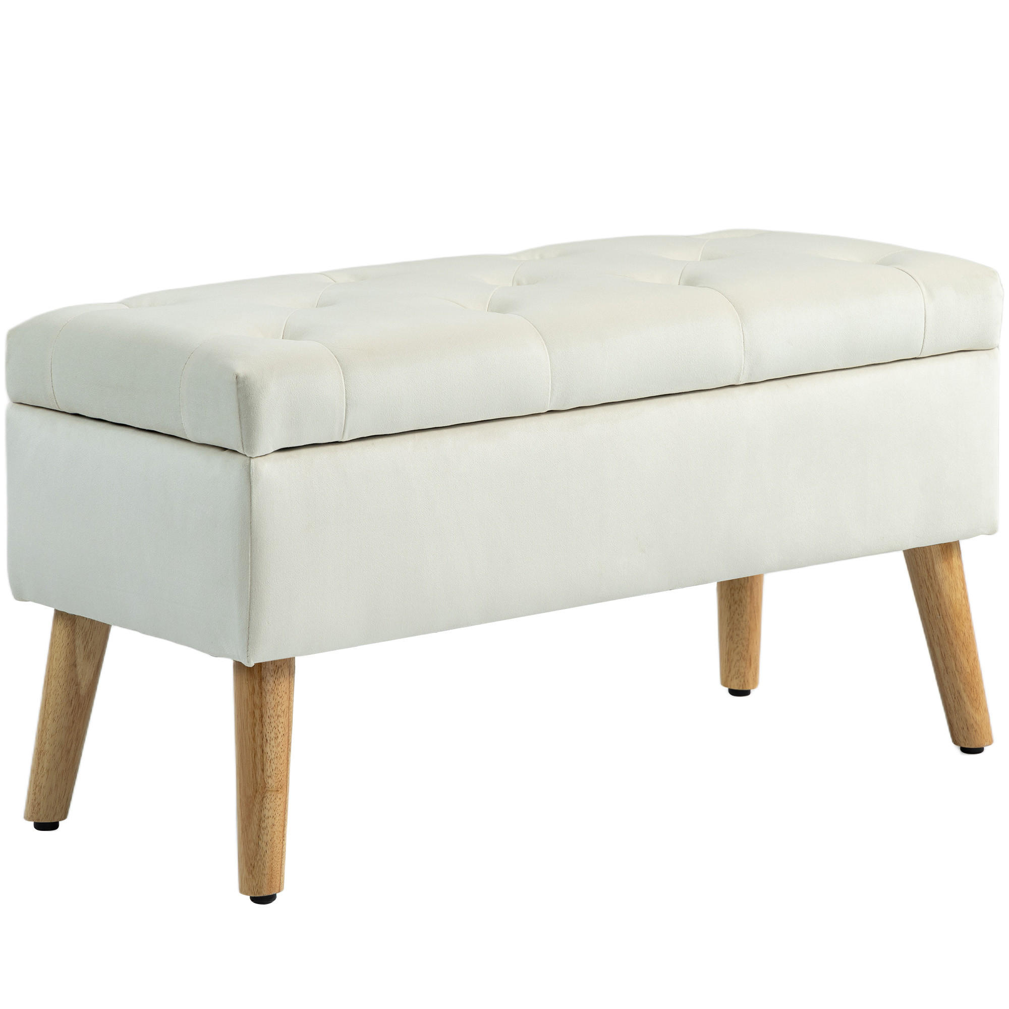 TRUHENBANK DE-16392 mit Stauraum und Samtbezug Creme - Creme, Textil (80/42/35cm) - ComfortXL