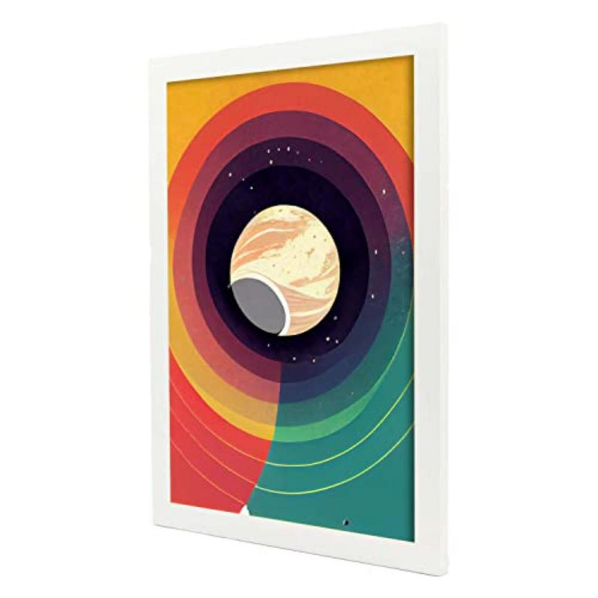 POSTER Set mit 4 Kreisförmig Abstrakt Moderne Galaxien A3 Weißer Rahmen - Weiß, Papier (29.7/3cm) - Nacnic