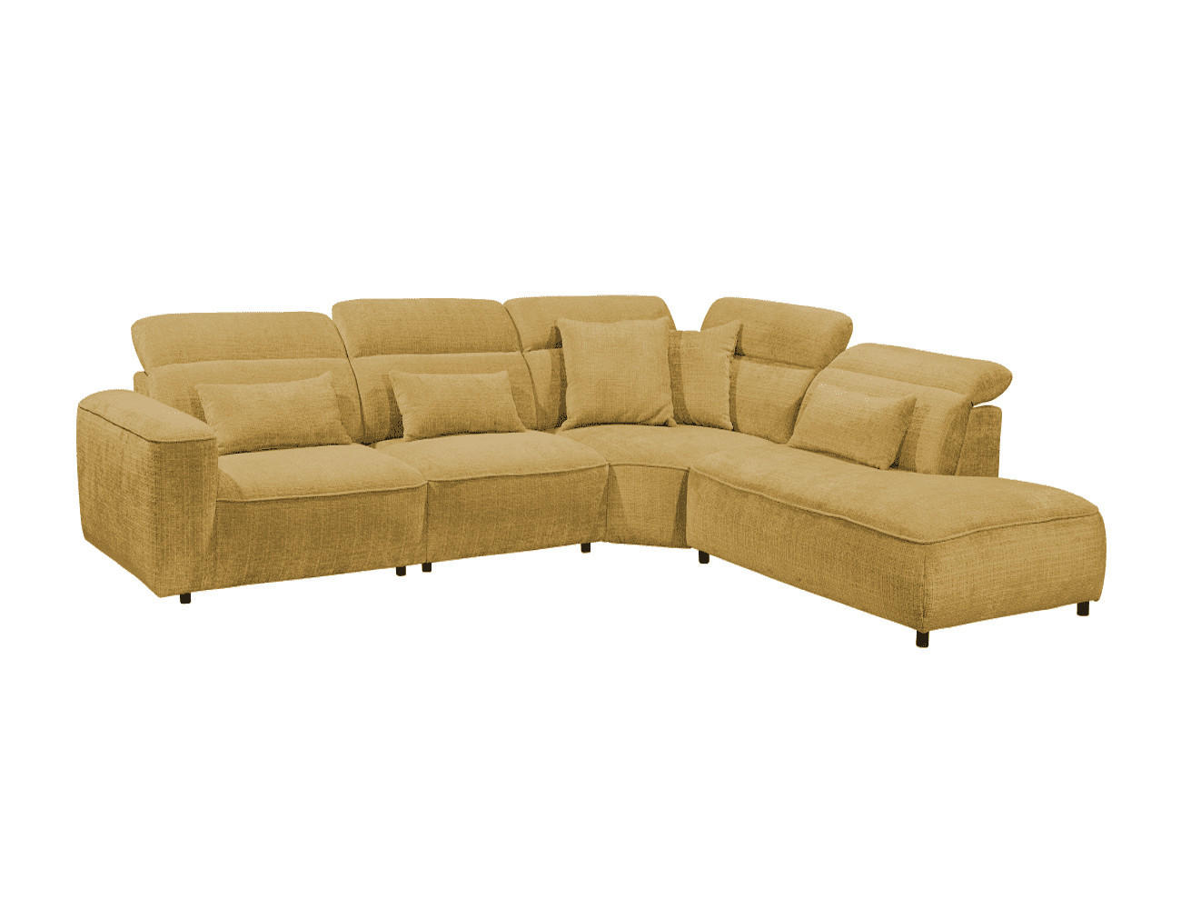 ECKSOFA mit 5-fach verstellbare Kopflehnen und pflegeleichter Mikrofaser-Chenille-Bezug - Goldfarben/Schwarz, Kunststoff/Textil (285/339cm) - ed exciting design