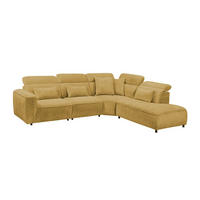 ECKSOFA mit 5-fach verstellbare Kopflehnen und pflegeleichter Mikrofaser-Chenille-Bezug - Goldfarben/Schwarz, Kunststoff/Textil (285/339cm) - ed exciting design