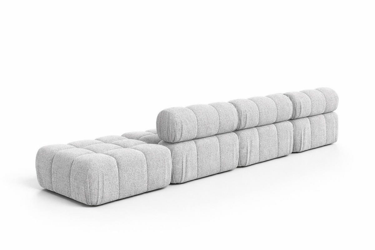 ECKSOFA L-Form XL, Stoff Bouclé Abriamo, Hellgrau, Links, Selia L XL - Hellgrau, Holz (380/160cm) - Kaiser Möbel