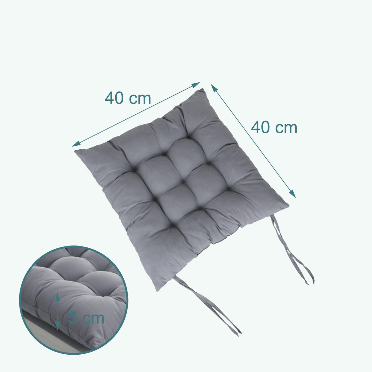 4XSTUHLKISSEN - Anthrazit, Kunststoff/Textil (40/40/5cm) - Relaxdays
