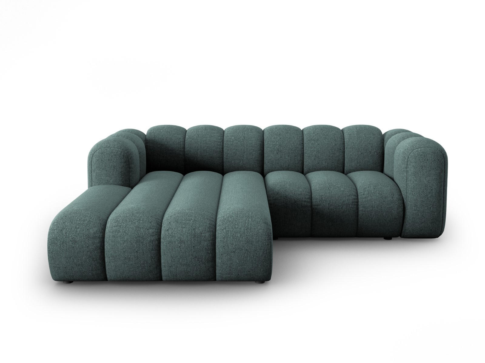 ECKSOFA modular links Lupine aus Chenille-Stoff petrol 3 Sitzplätze - Petrol, Textil (177/230cm) - Micadoni
